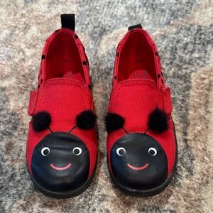 Toms Red Ladybug Kids size 11 VGUC shoes